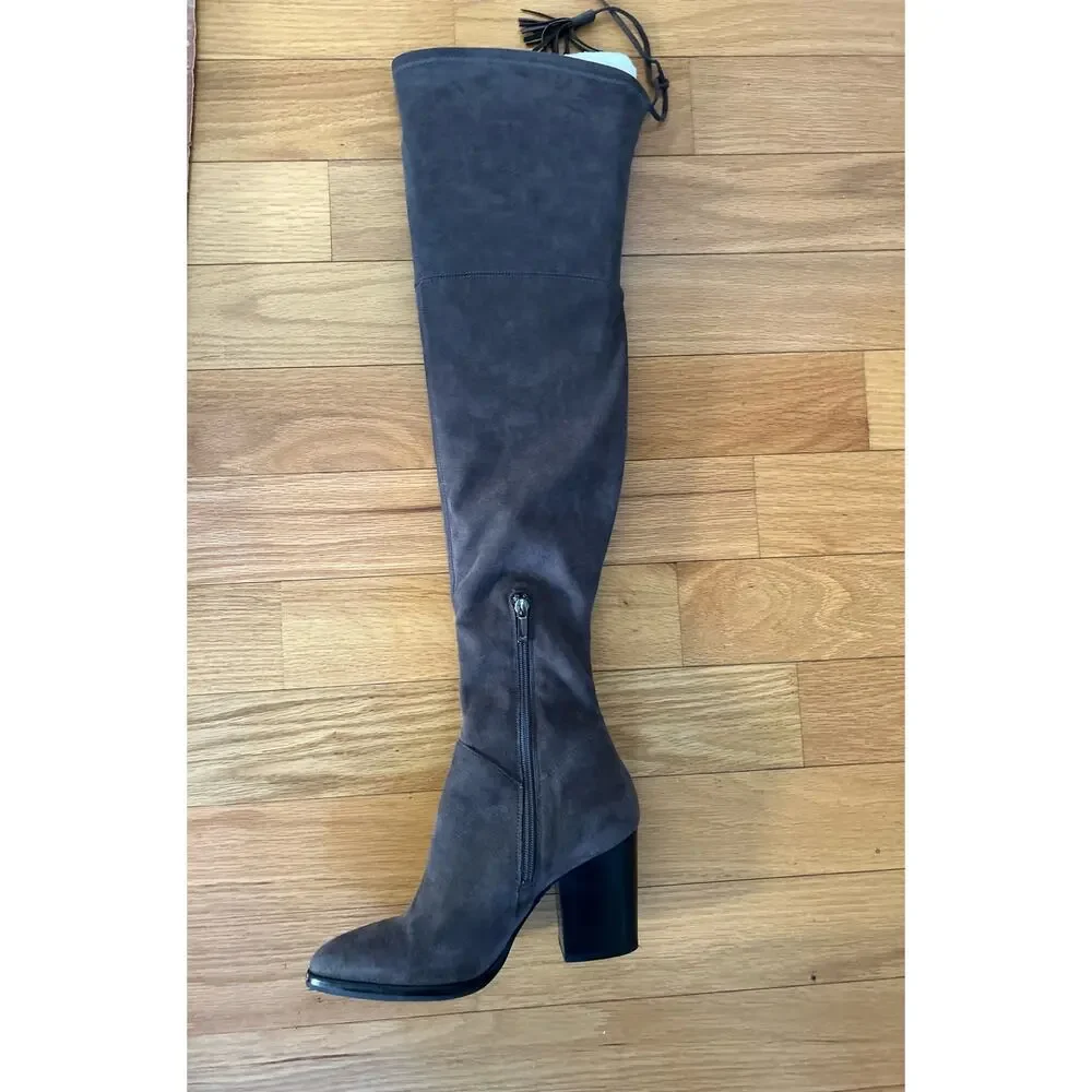 Marc Fisher Grey Faux Suede Over the Knee Heeled Boot